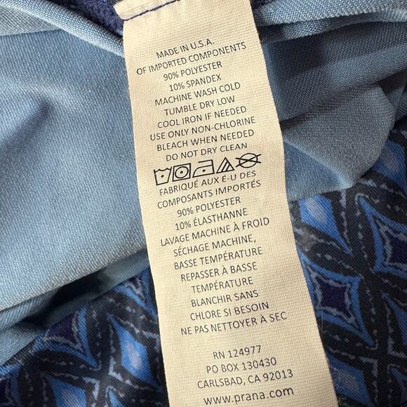 prAna Large Roxanne Capri Leggings Activewear Geometric Stretch Mid-Rise Blue - Picture 6 of 6